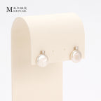 Good Quality Natural freshwater white button Baroque pearl earrings, S925 sterling silver queen earrings suitable for women