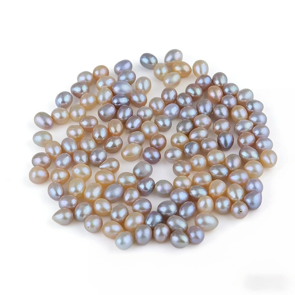 DIY Material Natural freshwater white, pink, purple, rice shaped pearl beads, 5-10mm AAA grade pearl half hole