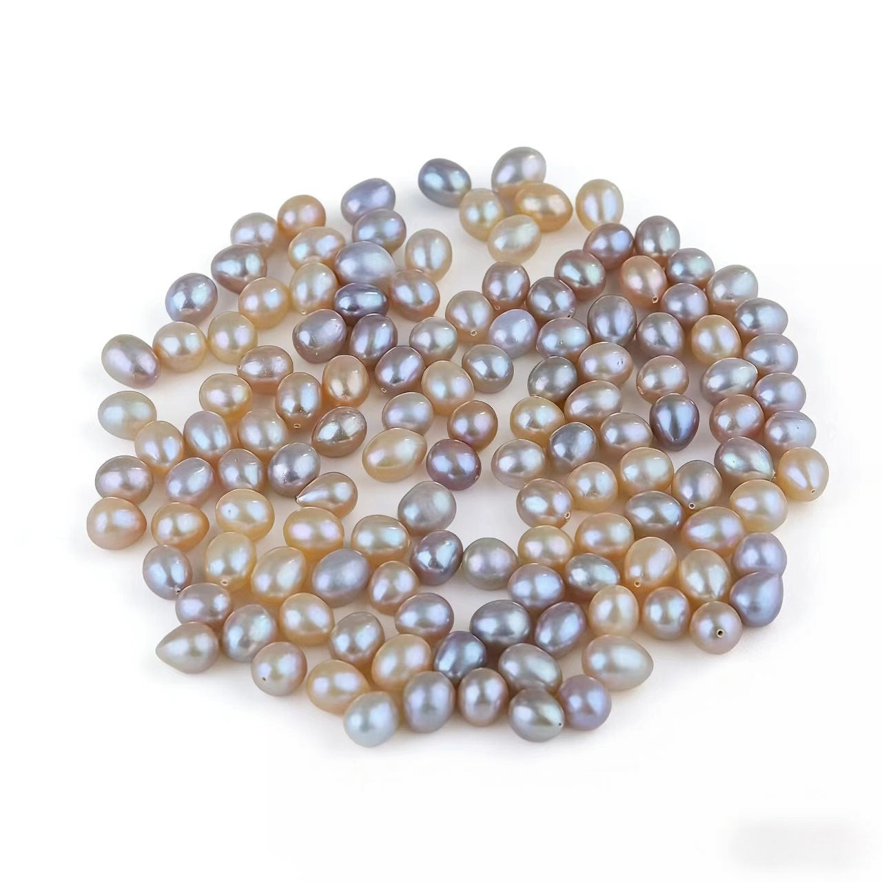 DIY Material Natural freshwater white, pink, purple, rice shaped pearl beads, 5-10mm AAA grade pearl half hole