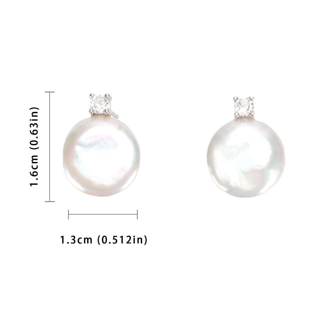 Good Quality Natural freshwater white button Baroque pearl earrings, S925 sterling silver queen earrings suitable for women