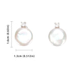 Good Quality Natural freshwater white button Baroque pearl earrings, S925 sterling silver queen earrings suitable for women