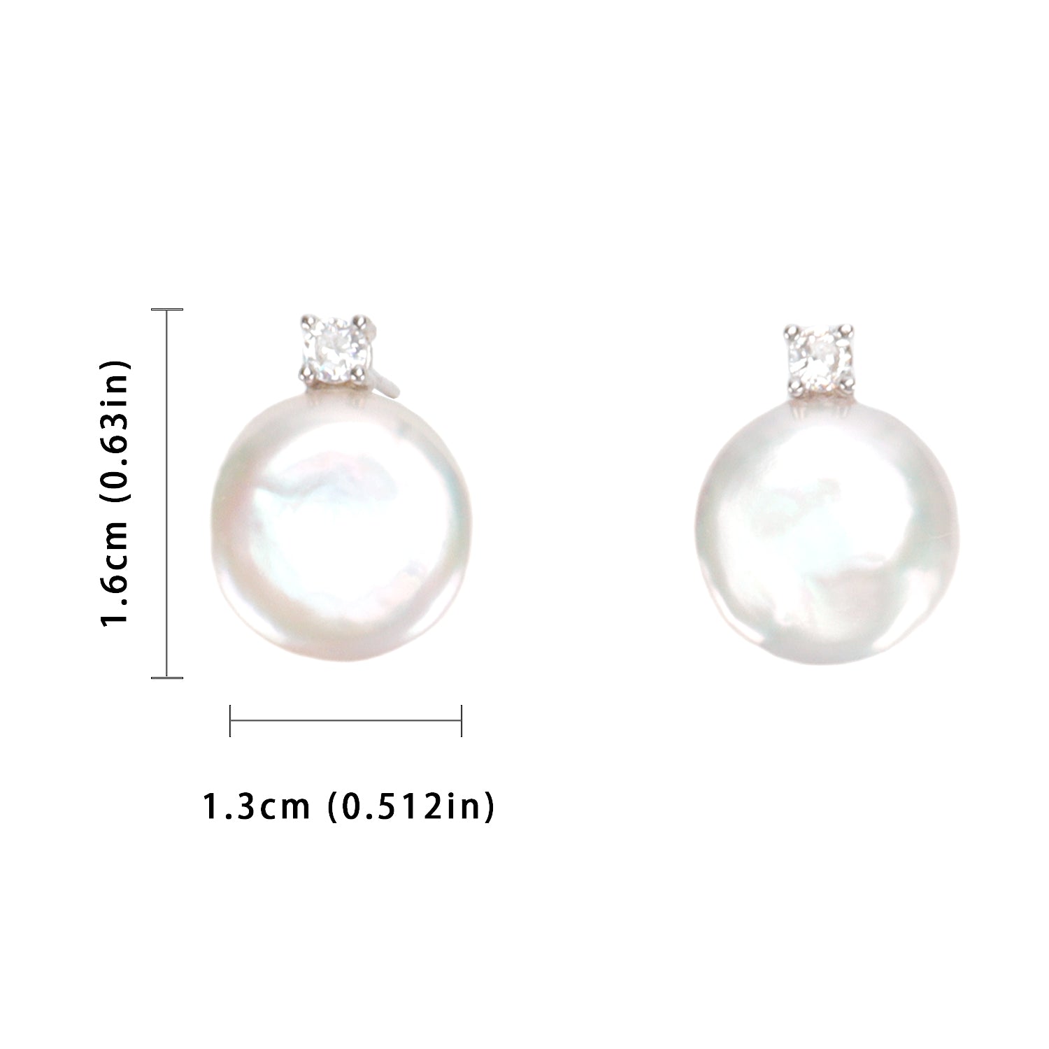 Good Quality Natural freshwater white button Baroque pearl earrings, S925 sterling silver queen earrings suitable for women