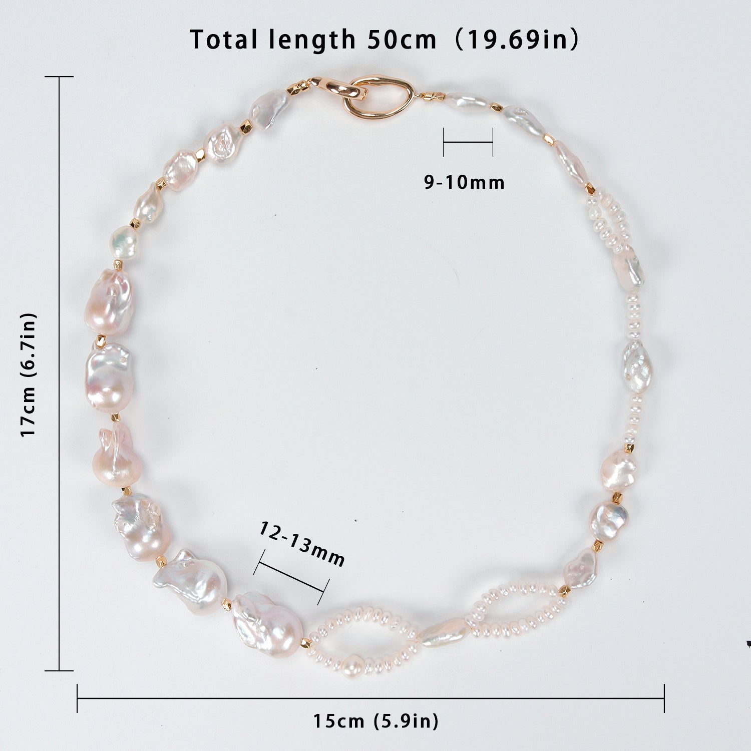Fashion Natural Freshwater White Baroque Pearl Necklace, High-quality handmade double-layer necklace for women