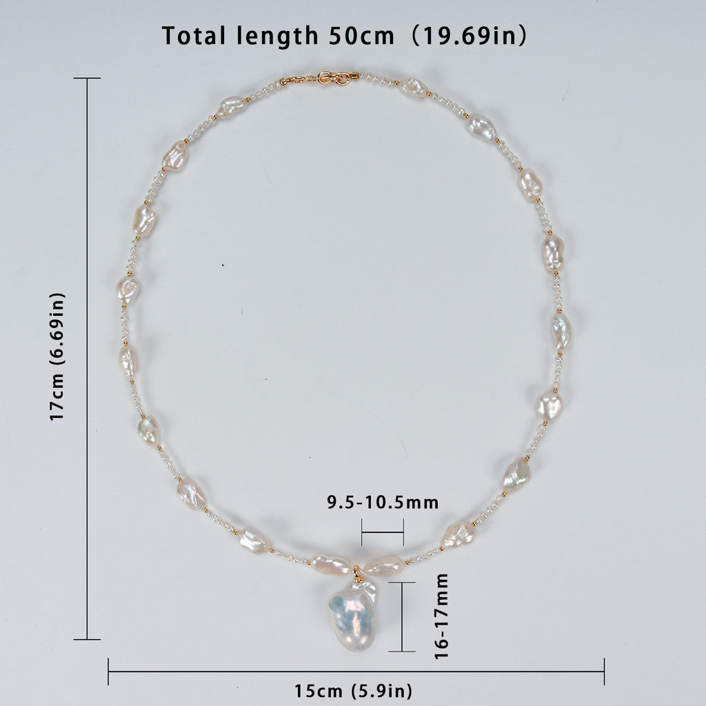 Top Fashion Natural Freshwater White Rice-shaped Pearl Baroque pendant Necklace. Fashionable pearl necklace for women