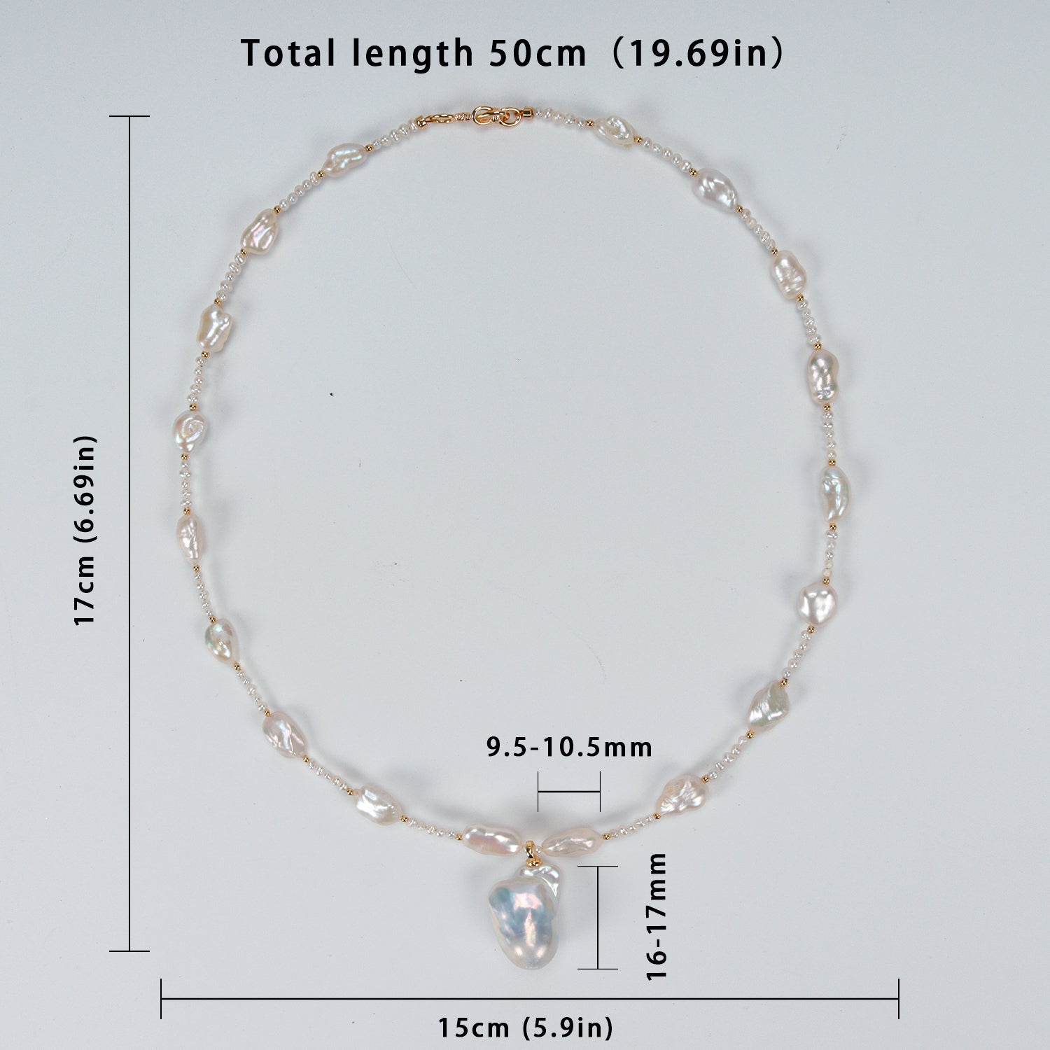 Top Fashion Natural Freshwater White Rice-shaped Pearl Baroque pendant Necklace. Fashionable pearl necklace for women
