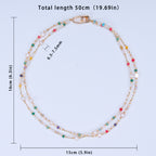 Favourite Natural Freshwater white Baroque Pearl Colored tourmaline double-layer Necklace for women girls