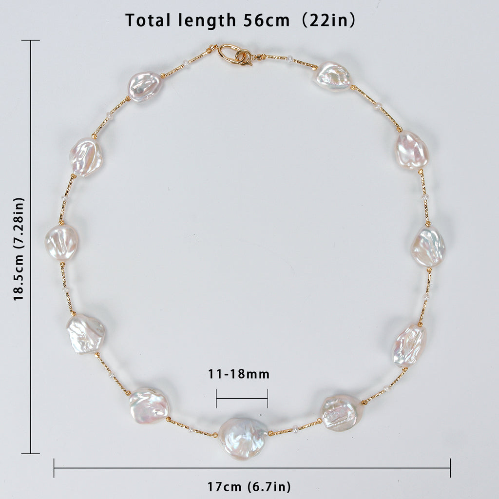 Panic Buying Natural Freshwater White large-sized petal-shaped Baroque Pearl Necklace High-end pearl necklace for women