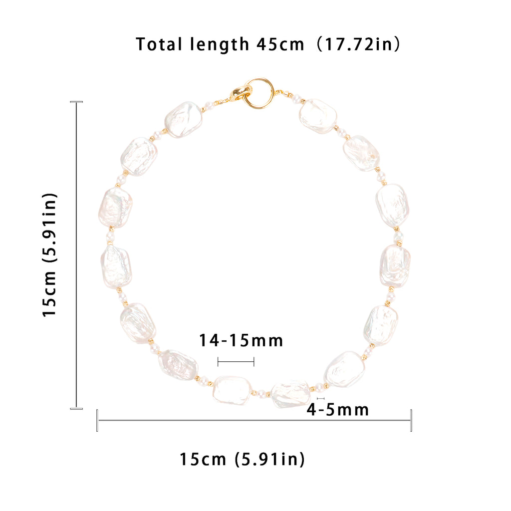 Good Quality Natural freshwater white square Baroque pearl necklace, fashionable and high-end necklace suitable for women