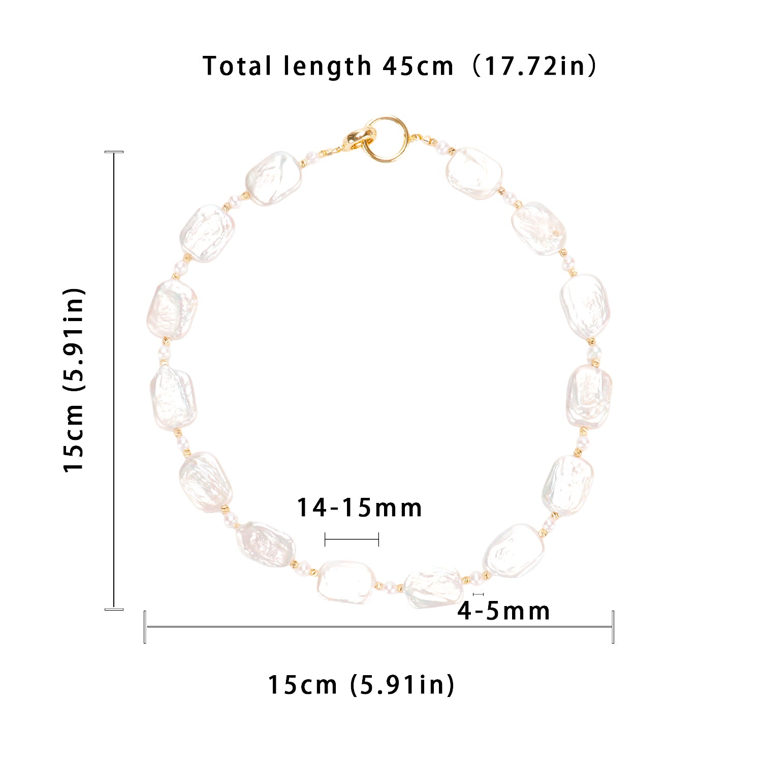 Good Quality Natural freshwater white square Baroque pearl necklace, fashionable and high-end necklace suitable for women