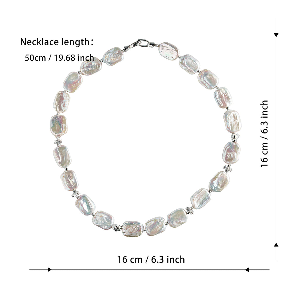 Good Quality Beaded  Baroque Pearl Necklace Natural Freshwater Pearls Rectangle Shape Choker Necklaces For Women