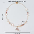 Natural Freshwater White Flower petal Purple Star Baroque Pearl Necklace, Hand-designed crafted pearl necklace for girls