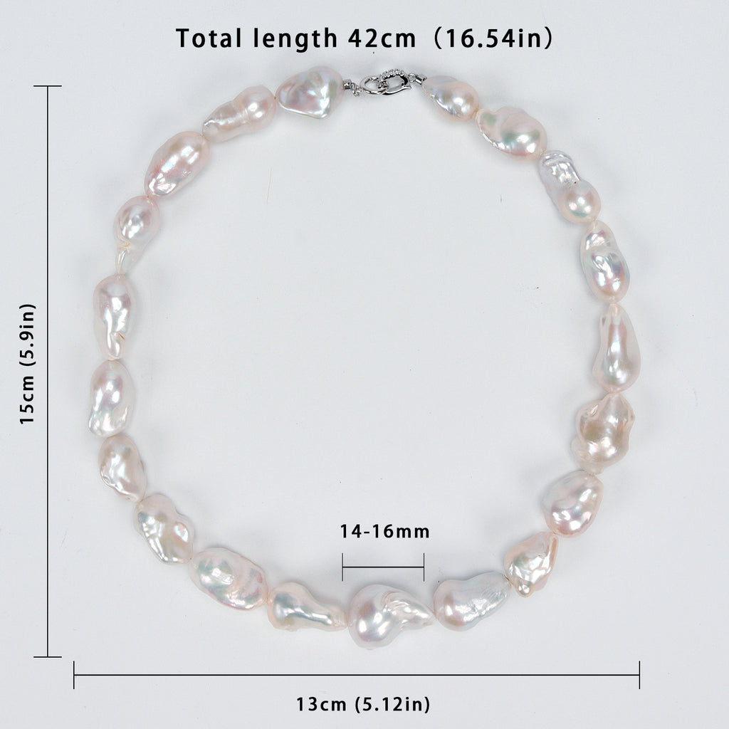 Good Quality Natural Freshwater white Irregular large Baroque Pearl bead Necklace, High-end pearl necklace for Women's jewelry