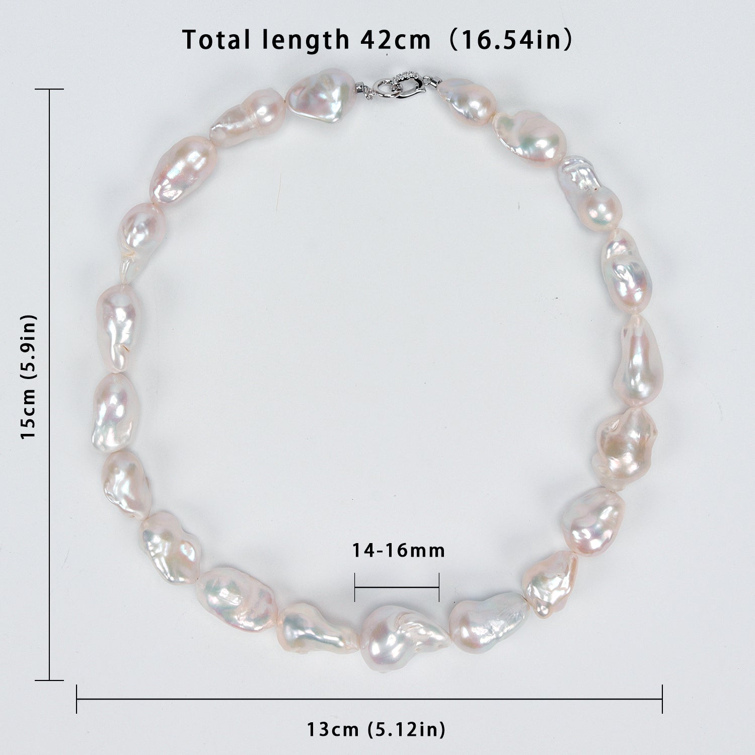 Good Quality Natural Freshwater white Irregular large Baroque Pearl bead Necklace, High-end pearl necklace for Women's jewelry