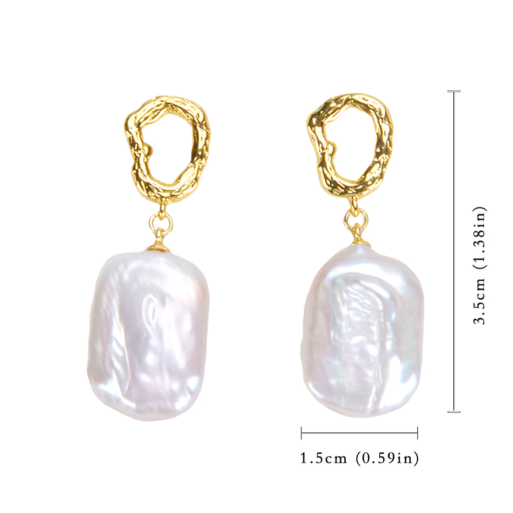 Fashion Natural Freshwater White Baroque Pearl Earrings Simple Jewelry Design Geometric Women's Pearl Earrings