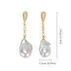 New Design Asymmetry Irregular Freshwater Pearl White Big Baroque Pearl Earrings For Women Jewellery