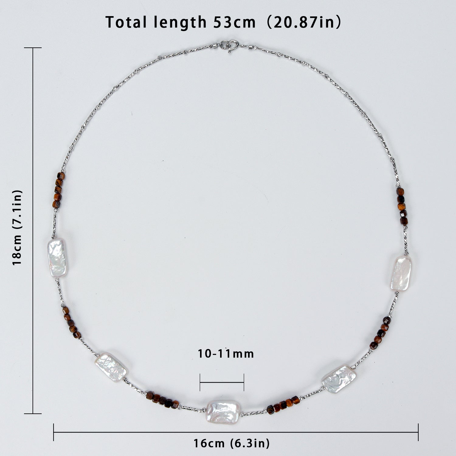 New Design Natural Freshwater White square Baroque Pearl Necklace, Fashionable natural gemstone necklace for women