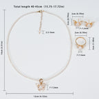 New Design Natural Freshwater White rice-shaped Pearl Necklace, Butterfly Earrings, Ring, and Pendant Set for Women girls