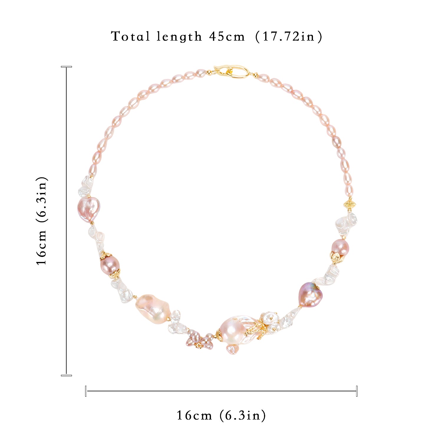 New Design Natural Freshwater Pink Purple Large Baroque Pearl Handmade Vintage Necklace