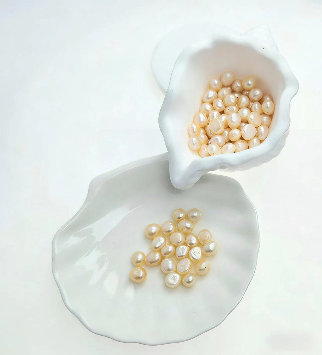 DIY Material Natural freshwater pink Baroque pearl loose beads, 7-8mm  AAA grade pearls with two sides shining horizontally