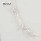 Favourite Natural Freshwater Rice Shaped Pearl Full Bead Necklace with Petals Baroque Pearl Fashion Necklace for Women