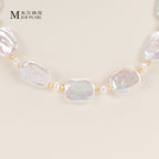Good Quality Natural freshwater white square Baroque pearl necklace, fashionable and high-end necklace suitable for women
