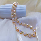Natural freshwater champagne Baroque pearl necklace, fashionable and exquisite pearl necklace for women