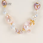 New Design Natural Freshwater Pink Purple Large Baroque Pearl Handmade Vintage Necklace