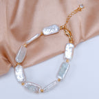 Recommend Natural Freshwater white square Baroque pearl Bracelet, Fashionable pearl bracelet for Women's jewelry