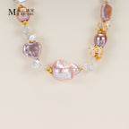 Recommend Natural freshwater white, pink, purple, various irregular Baroque pearl full bead necklaces suitable for women