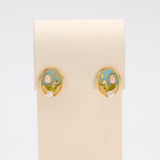 Trendy Jewelry Retro Baroque Natural Freshwater Pearl Stud Earring Earrings for Women Oval Oil Painting Flower Earrings Stud