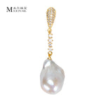 New Design Asymmetry Irregular Freshwater Pearl White Big Baroque Pearl Earrings For Women Jewellery