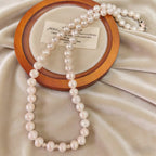 Hot selling Natural Freshwater white oval pearl S925 silver full pearl necklace, Fashionable classic pearl necklace for women