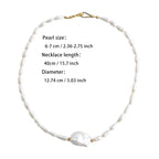 Real Natural Freshwater Pearl Necklace 14-15mm High Quality Large Size Baroque Loose Beads with 4-5mm Rice Pearl Chain for Gift