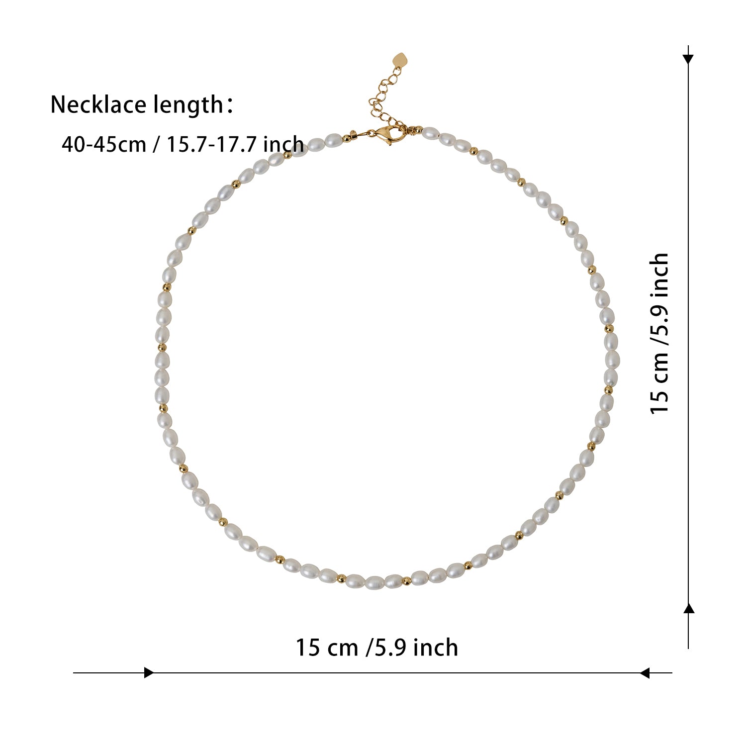 Fashion Jewelry For Women White  Freshwater Cultured Pearl With Steel Bead Stackable Rice Type Necklace