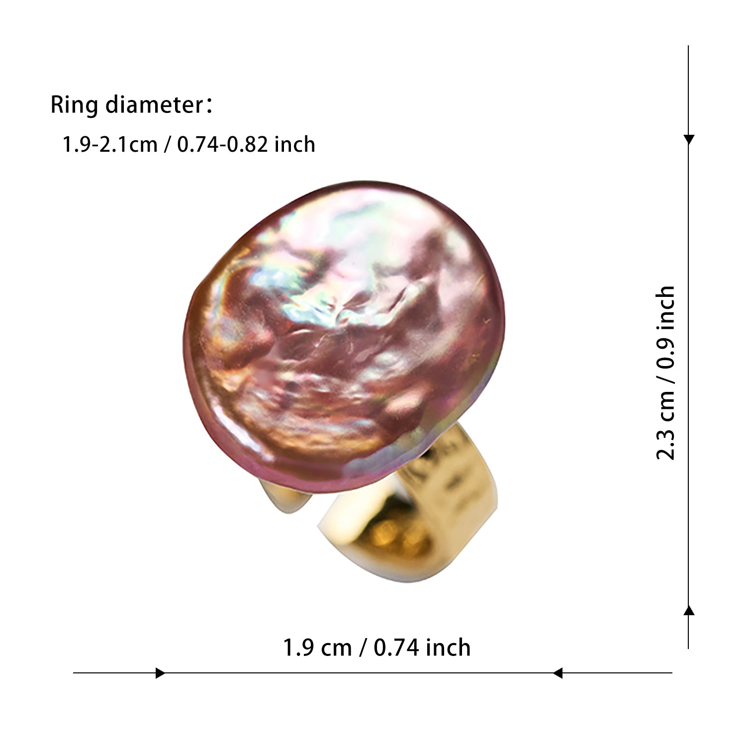 Cheap natural freshwater purple button Baroque pearl ring, fashionable and versatile open-end ring suitable for girls