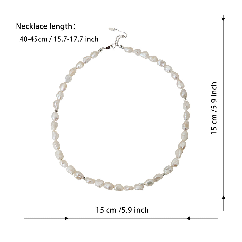 Fashion Natural Freshwater Baroque Pearl Beaded Necklace With extended Chain Loose  Beads White Rice-shaped Natural Pearl Chain