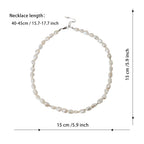 Fashion Natural Freshwater Baroque Pearl Beaded Necklace With extended Chain Loose  Beads White Rice-shaped Natural Pearl Chain