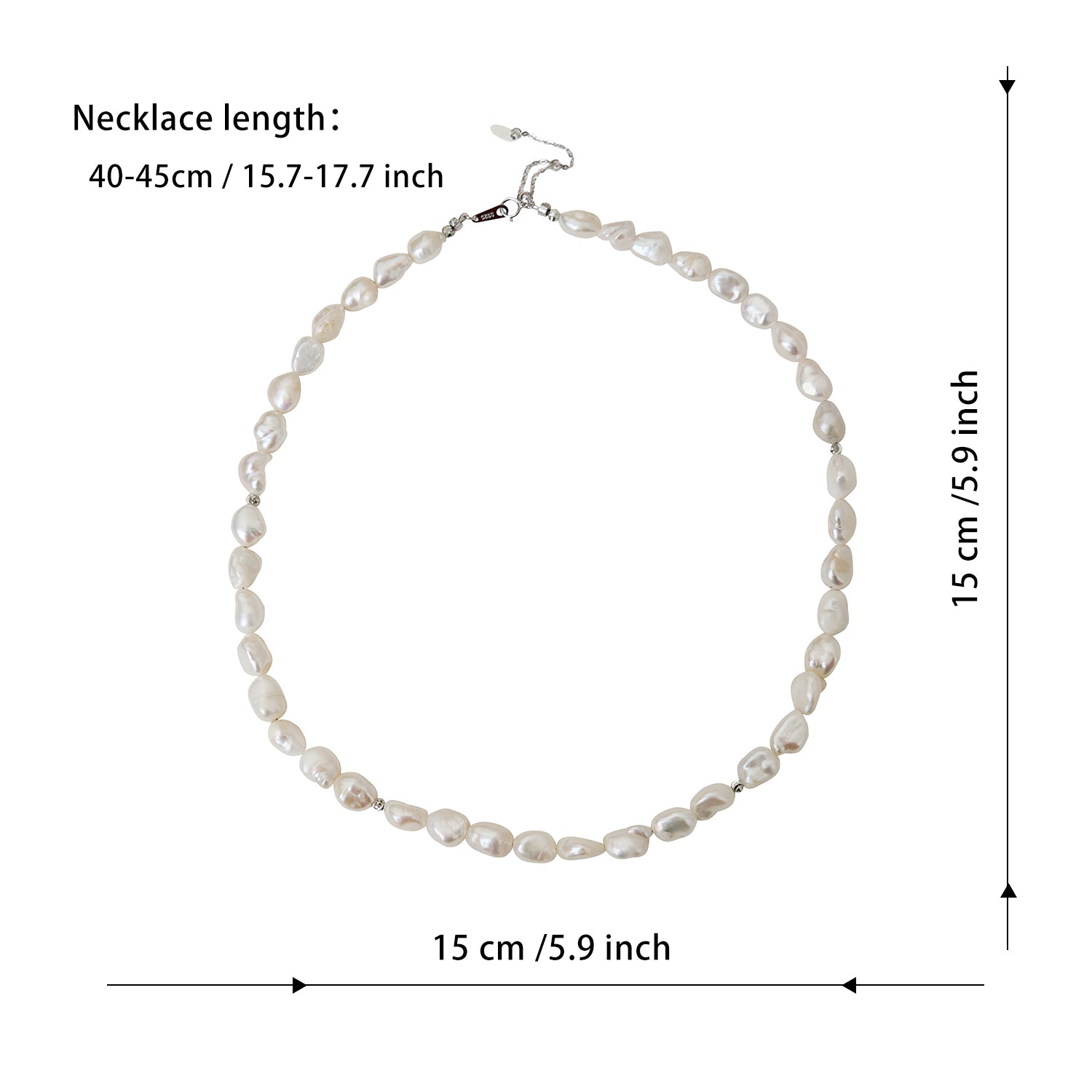 Fashion Natural Freshwater Baroque Pearl Beaded Necklace With extended Chain Loose  Beads White Rice-shaped Natural Pearl Chain