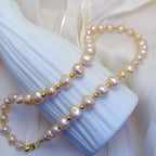 Natural freshwater champagne Baroque pearl necklace, fashionable and exquisite pearl necklace for women