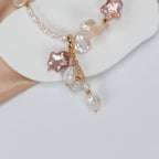 Natural Freshwater White Flower petal Purple Star Baroque Pearl Necklace, Hand-designed crafted pearl necklace for girls
