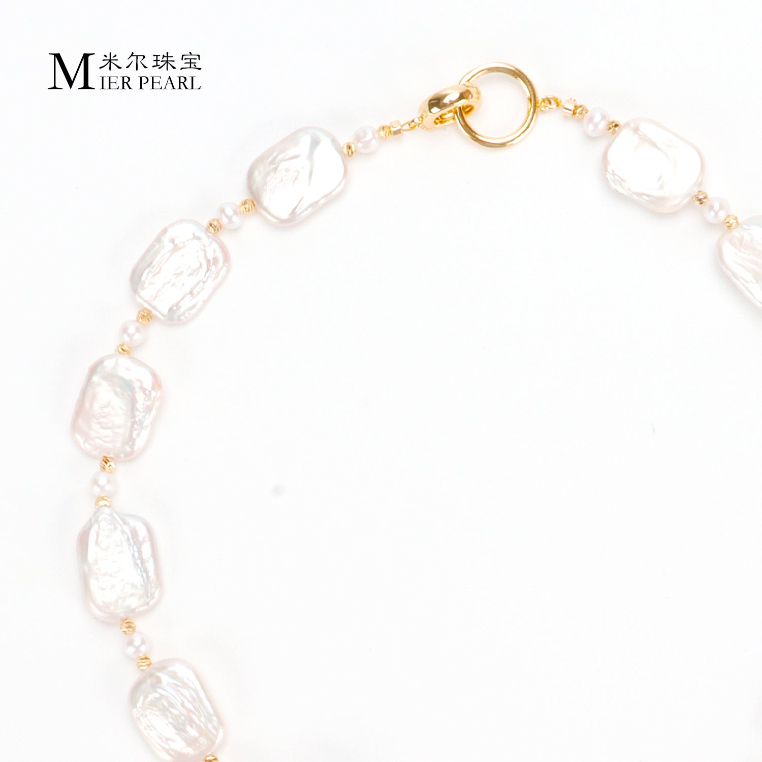 Good Quality Natural freshwater white square Baroque pearl necklace, fashionable and high-end necklace suitable for women