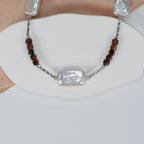 New Design Natural Freshwater White square Baroque Pearl Necklace, Fashionable natural gemstone necklace for women