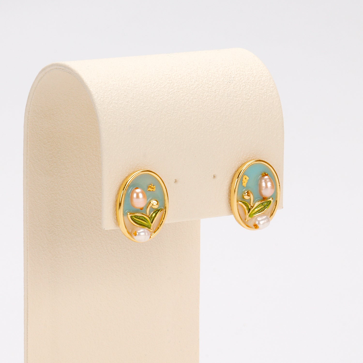 Trendy Jewelry Retro Baroque Natural Freshwater Pearl Stud Earring Earrings for Women Oval Oil Painting Flower Earrings Stud