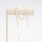 Real Natural freshwater white oval pearl full bead necklace, S925 extended chain versatile and fashionable for women