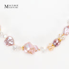 Recommend Natural freshwater white, pink, purple, various irregular Baroque pearl full bead necklaces suitable for women