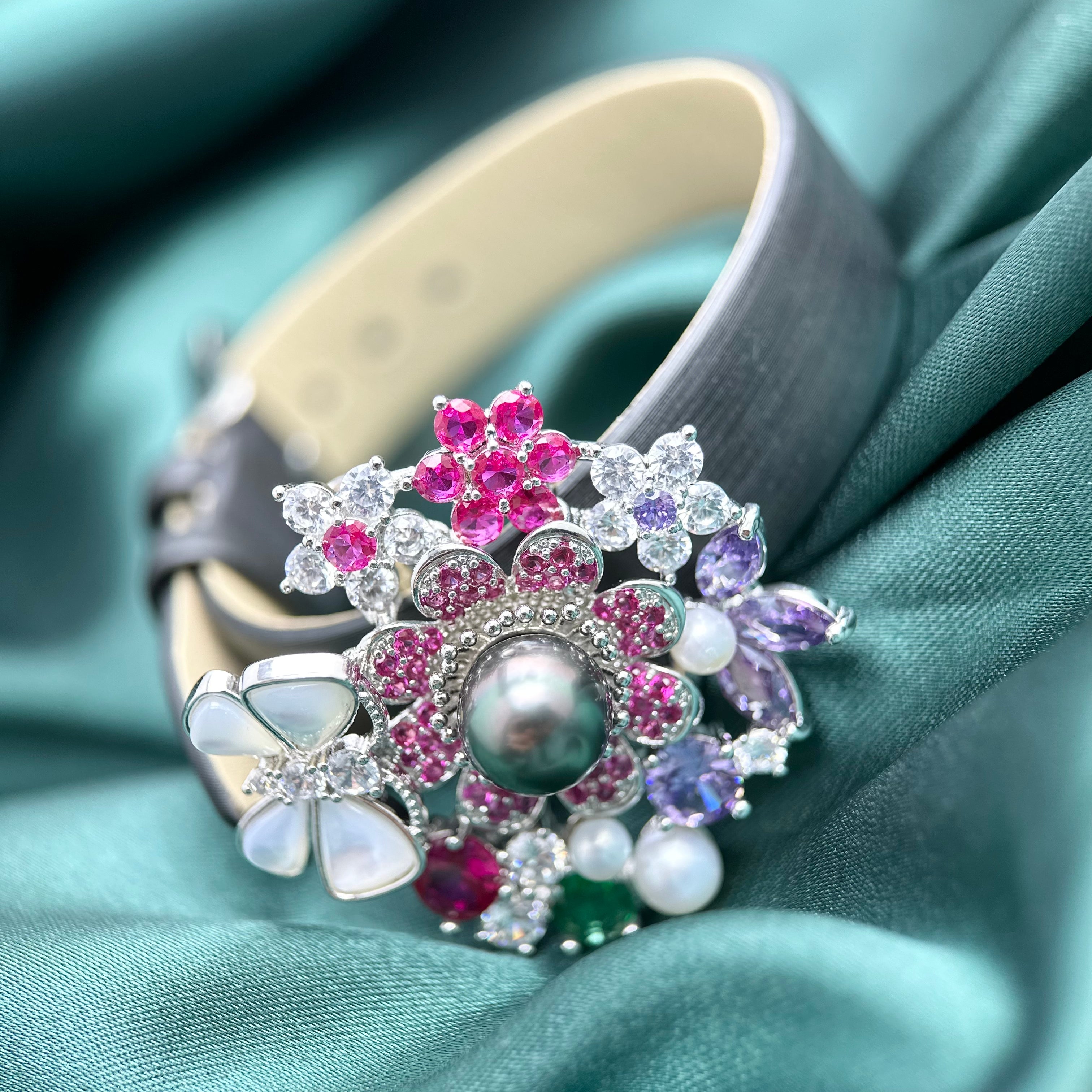 High quality Natural seawater Tahiti brooch bracelet, Fashionable high-end pearl brooch bracelet dual-use for women