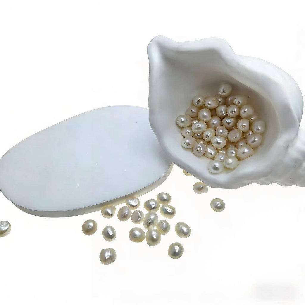 DIY Material Natural freshwater white Baroque pearl loose beads, 7-8mm  AAA grade pearls with two sides shining vertically