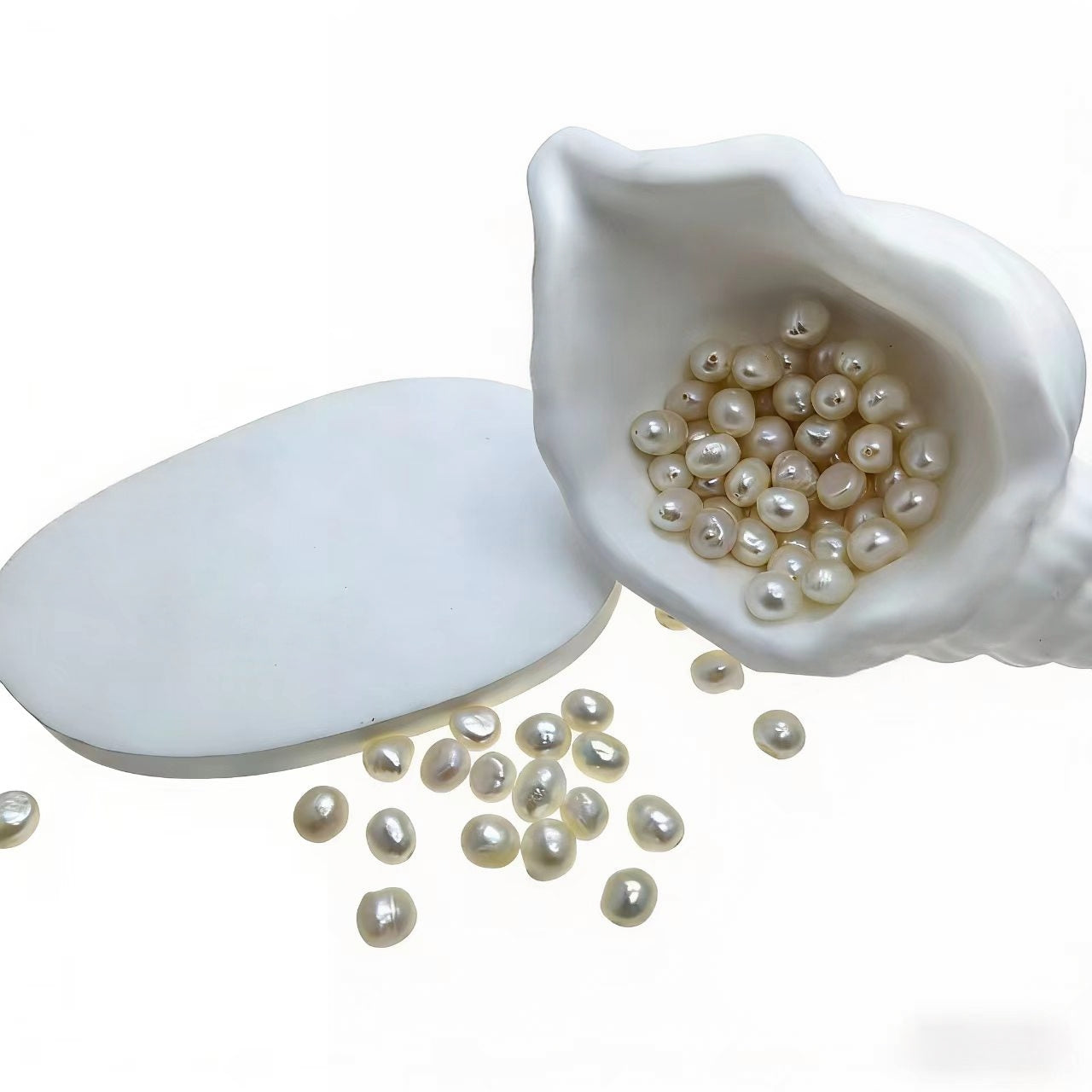 DIY Material Natural freshwater white Baroque pearl loose beads, 7-8mm  AAA grade pearls with two sides shining vertically