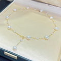 Hot selling Natural Freshwater white bead spaced starry sky necklace, Fashionable and exquisite pearl necklace for women