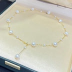 Hot selling Natural Freshwater white bead spaced starry sky necklace, Fashionable and exquisite pearl necklace for women